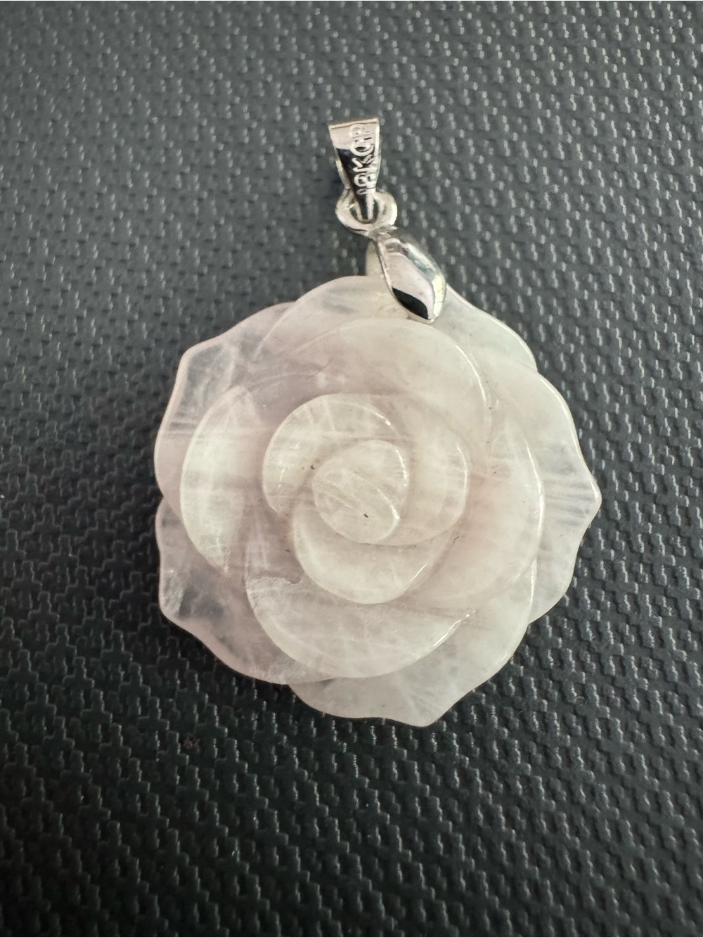 Artisan Rose Quartz Flower Pendant Necklace -18k GP hardware
